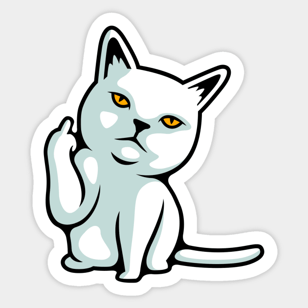 FU cat funny rude hand gesture Sticker by pickledpossums